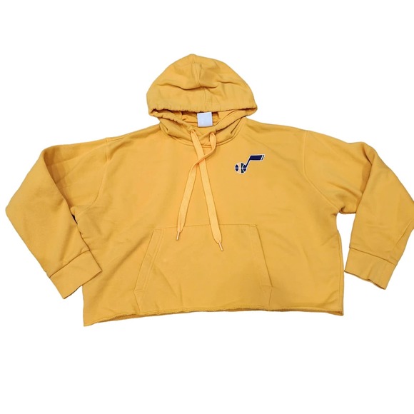Nike women's size medium yellow utah jazz pullover crop hoodie - Picture 1 of 8